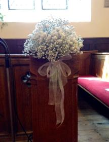 Gypsophilia pew decoration