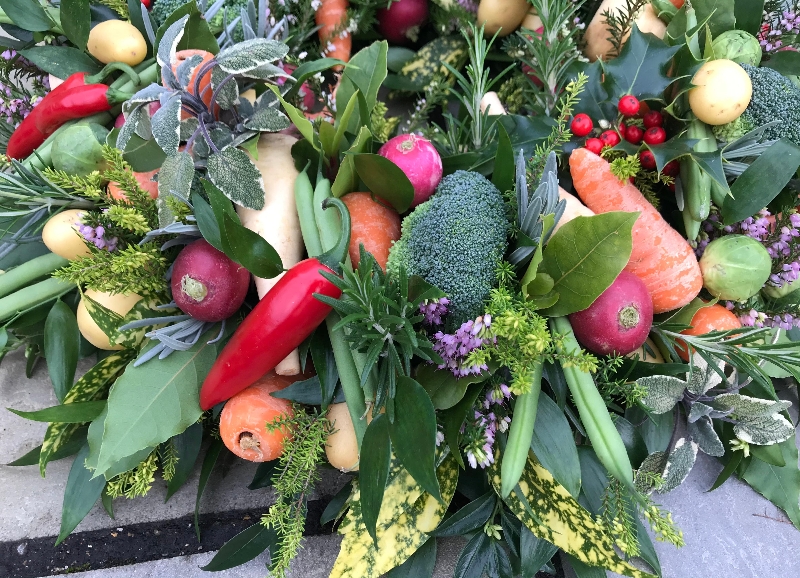 Harvest vegetable wreath