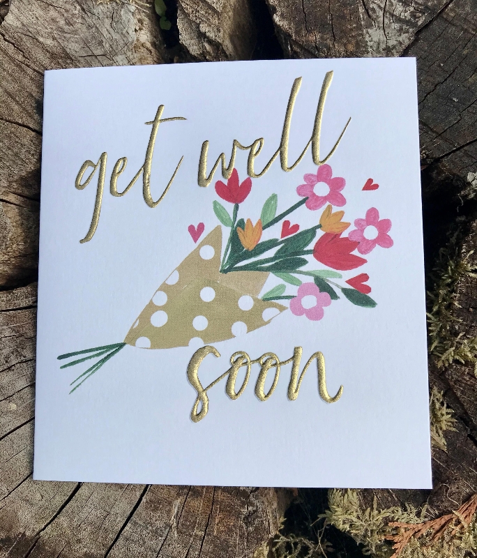 Get Well Soon Flowers Card buy online or call 01372 277119