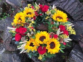 Sunflower & rose rustic wreath