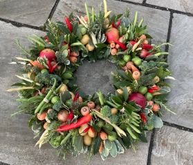 Harvest vegetable wreath