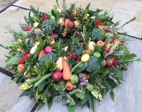 Harvest vegetable wreath