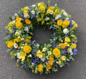 Blue and yellow wreath