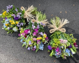 Tied bunch of seasonal flowers